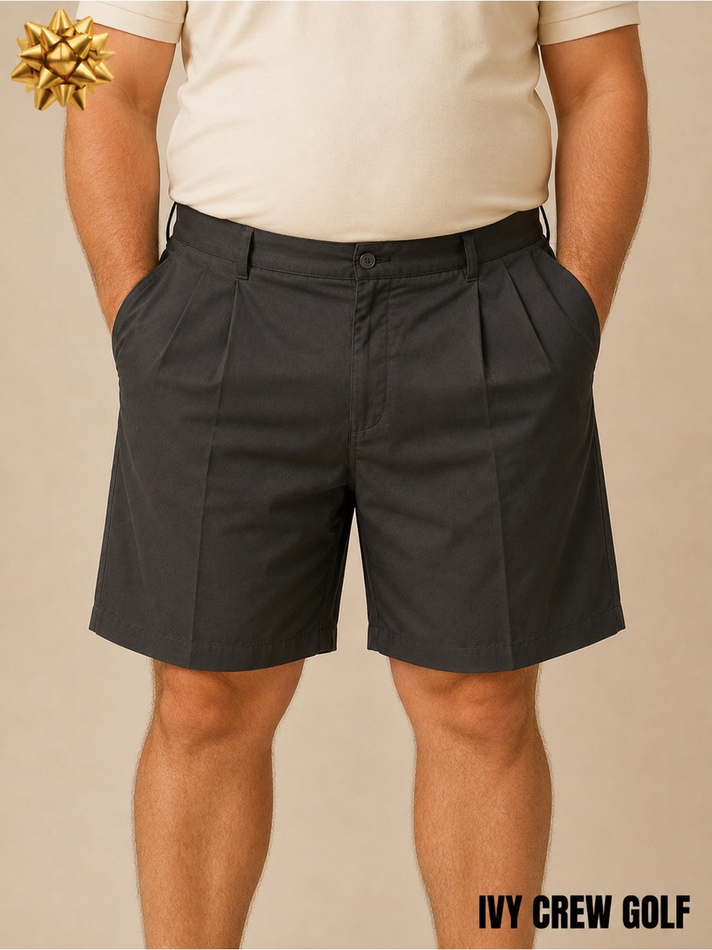 Ivy Crew Golf Men’s Size 40 Black Pleated Microfiber Shorts